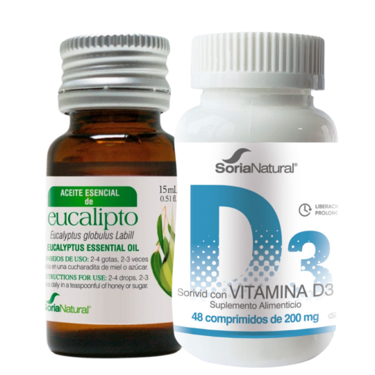 Pack 3: Vitamina D3 + Aceite esencial de Eucalipto